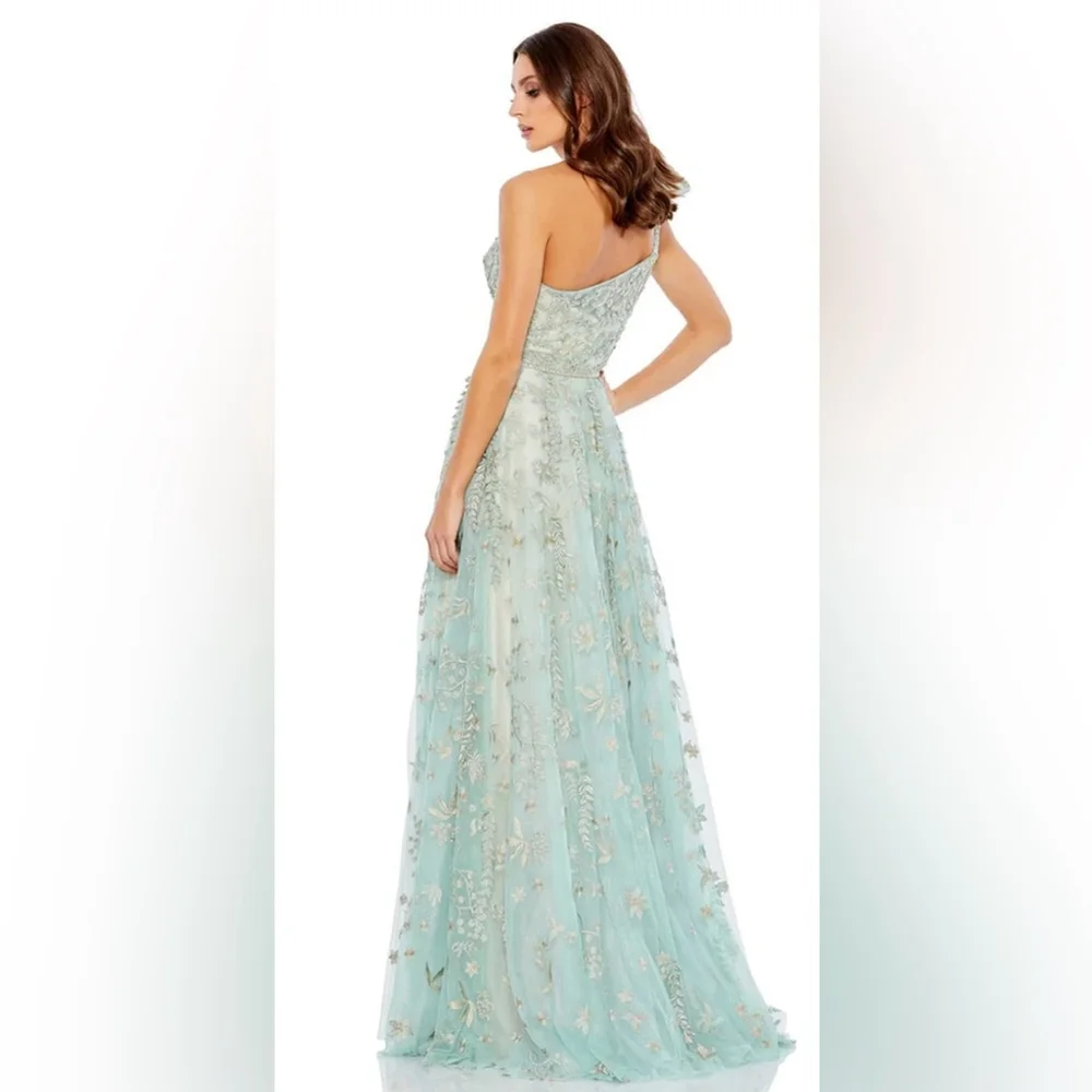 Embellished bow one shoulder A-line gown - Picture 2 of 3